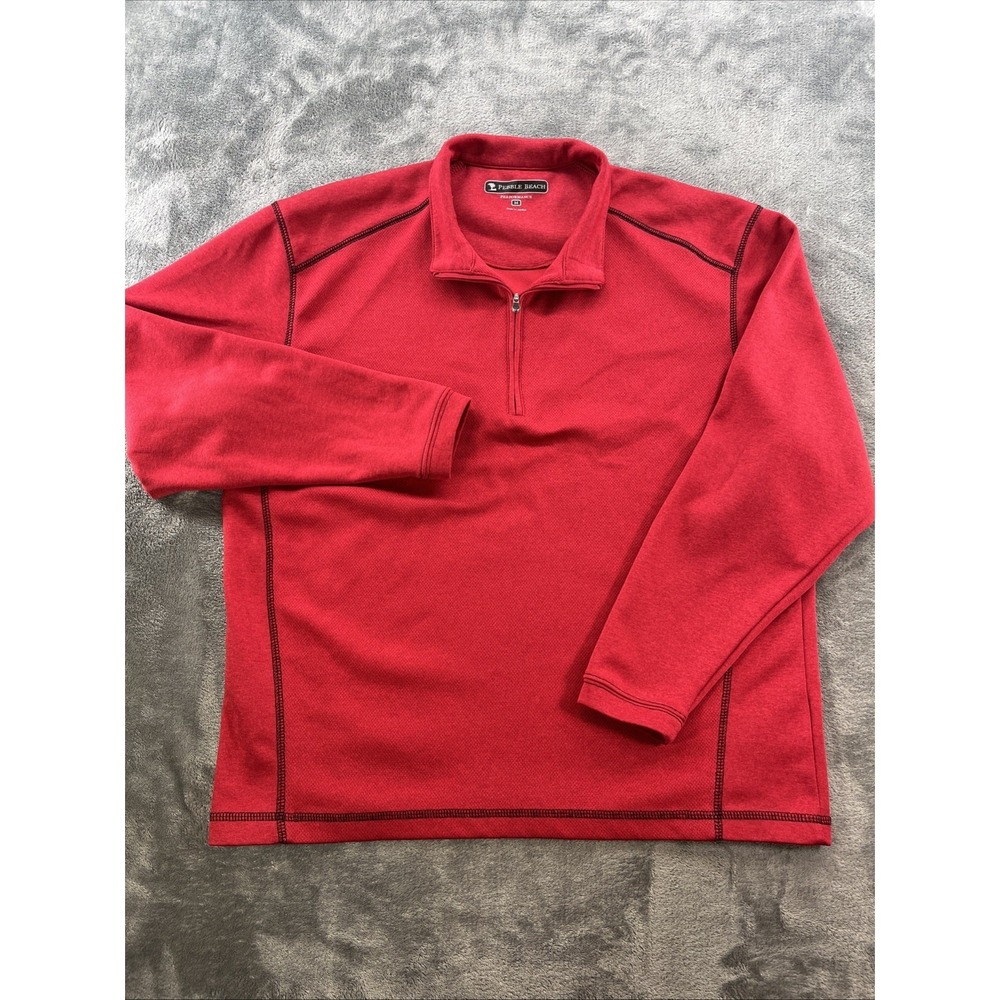 Pebble Beach‎ Performance Red Quarter-Zip Golf Pullover – Men's Medium.